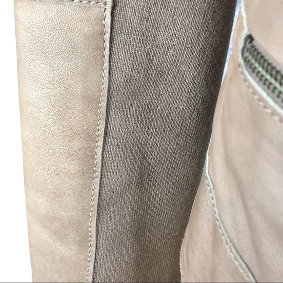 Open front Taupe Leather Moto Jacket Size Medium - Picture 11 of 15